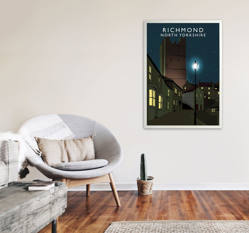 Richmond North Yorkshire Travel Art Print by Richard O'Neill A1 Oak Frame