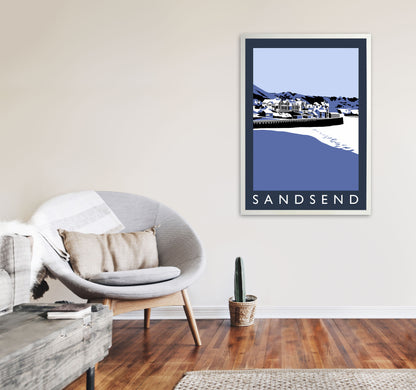 Sandsend Travel Art Print by Richard O'Neill, Framed Wall Art A1 Oak Frame