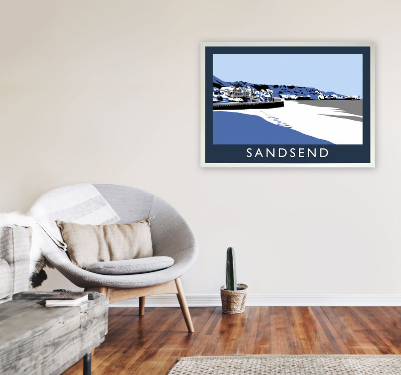 Sandsend Travel Art Print by Richard O'Neill, Framed Wall Art A1 Oak Frame