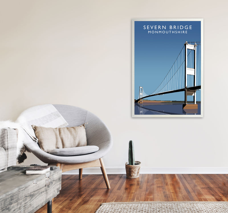 Severn Bridge Monmouthshire Art Print by Richard O'Neill, Framed Wall Art A1 Oak Frame