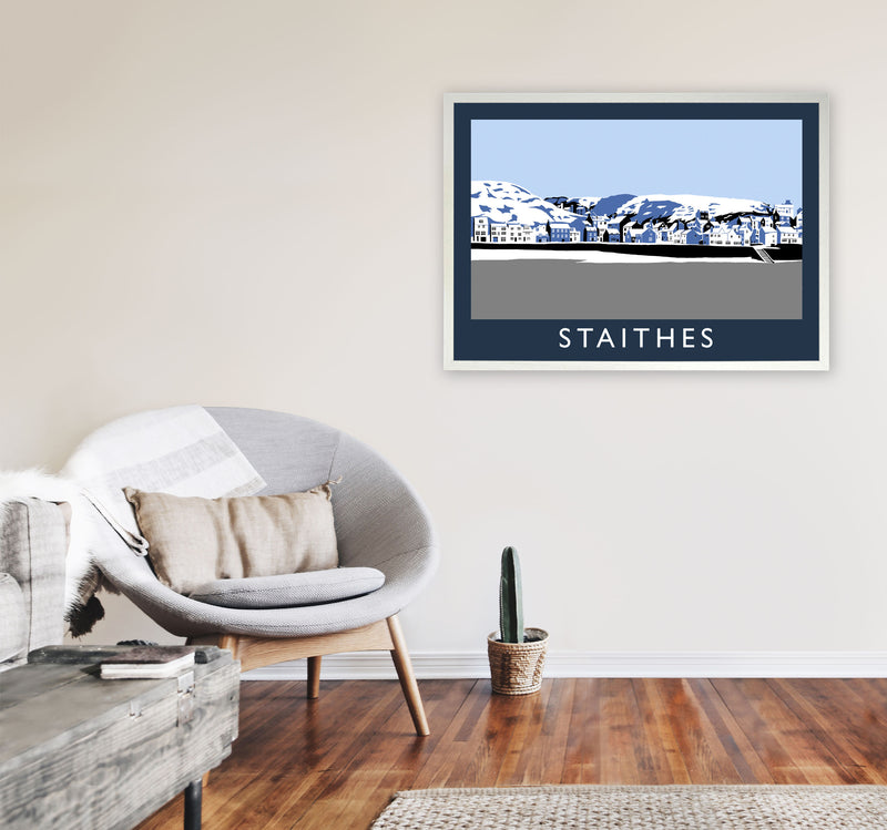 Staithes Travel Art Print by Richard O'Neill, Framed Wall Art A1 Oak Frame