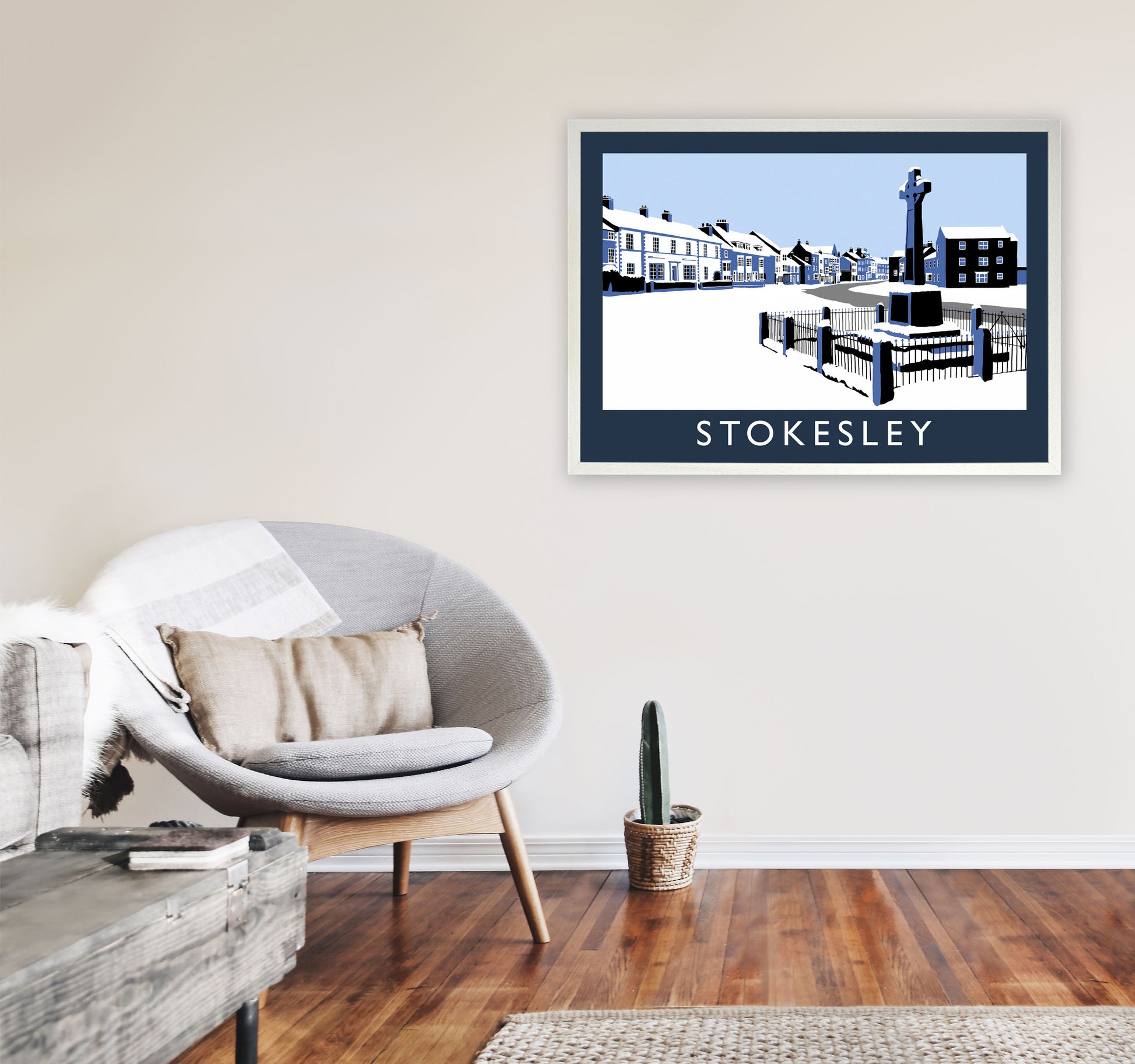 Stokesley Travel Art Print by Richard O'Neill, Framed Wall Art A1 Oak Frame