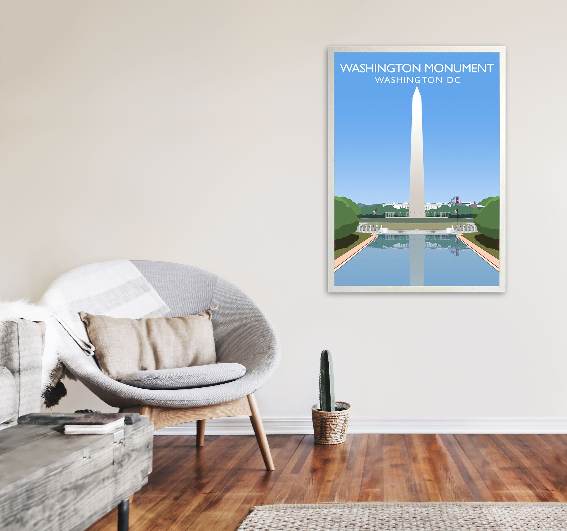 Washington Monument Washington DC Travel Art Print by Richard O'Neill A1 Oak Frame