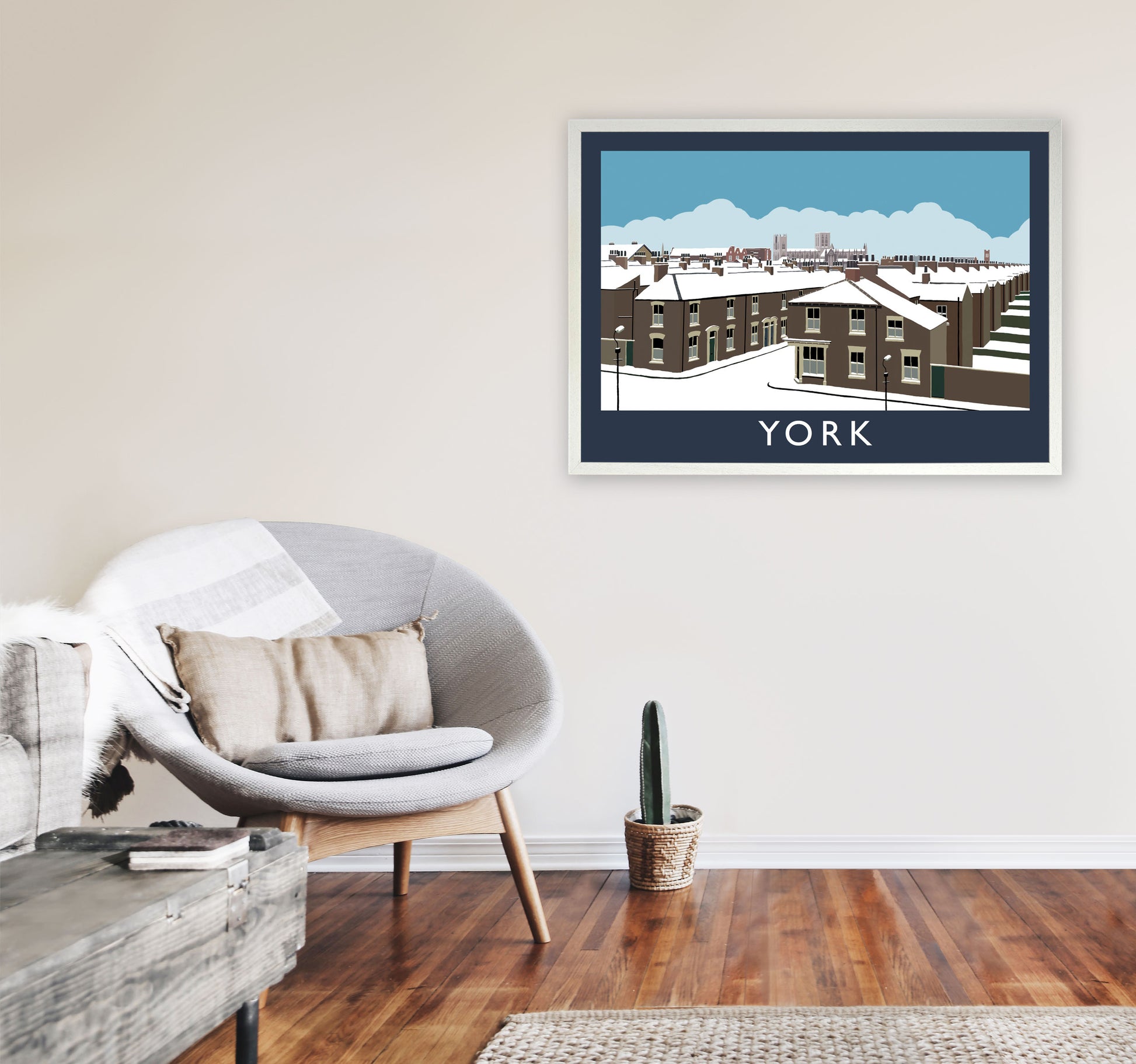 York Travel Art Print by Richard O'Neill, Framed Wall Art A1 Oak Frame