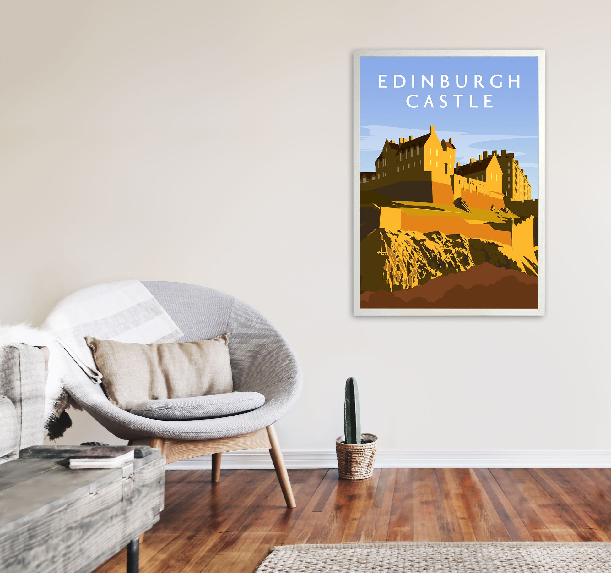 Edinburgh Castle Portrait by Richard O'Neill A1 Oak Frame