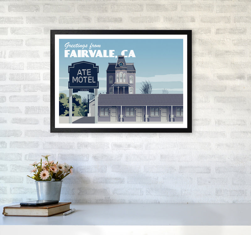 Bates Motel Day Art Print by Richard O'Neill A2 White Frame