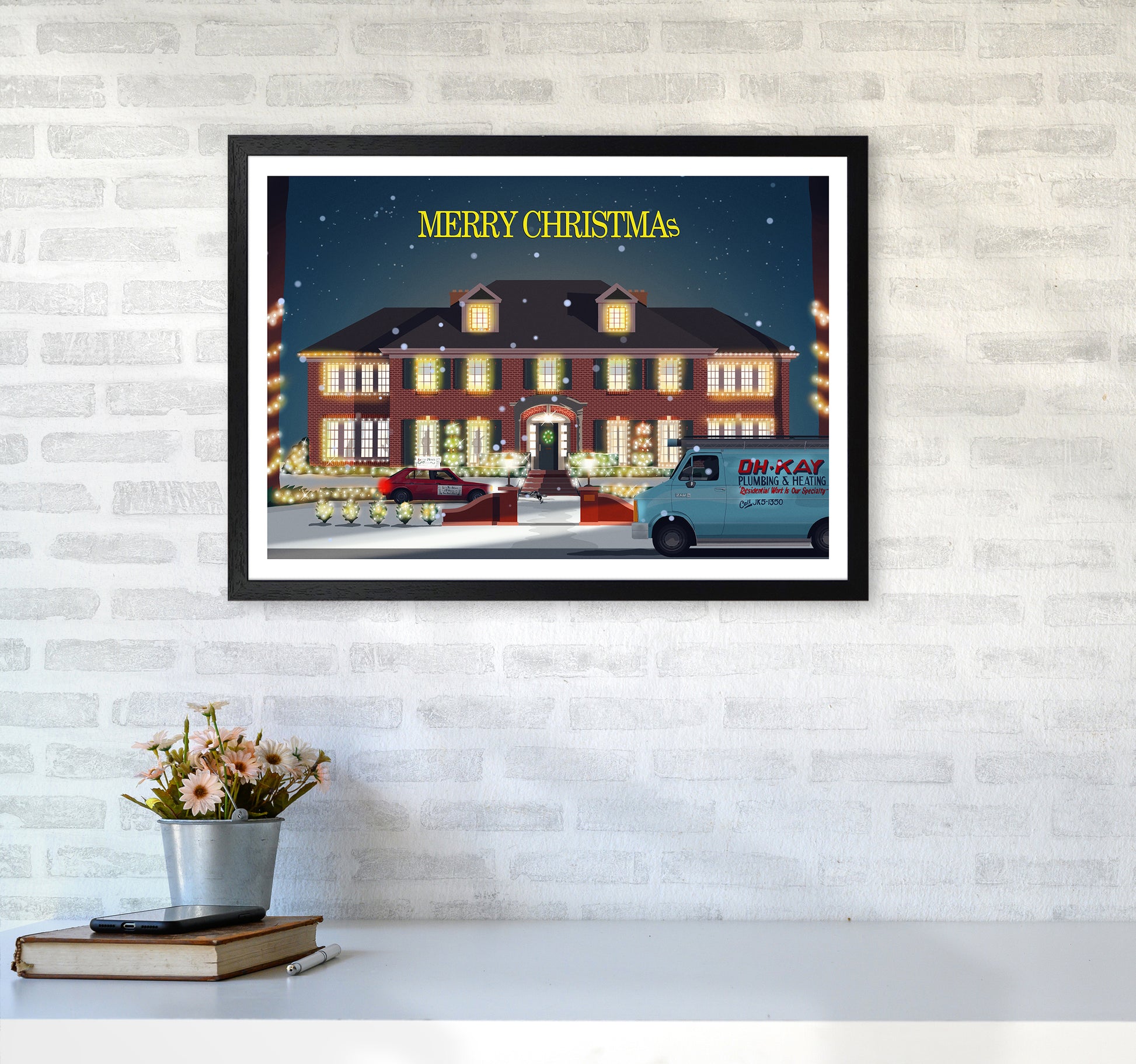 Home Alone Art Print by Richard O'Neill A2 White Frame