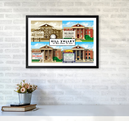 Hill Valley - A Nice Place To Live Art Print by Richard O'Neill A2 White Frame