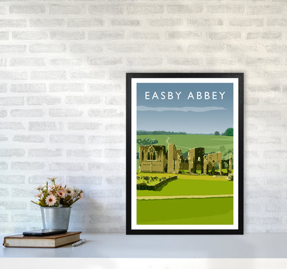 Easby Abbey Portrait Art Print by Richard O'Neill A2 White Frame