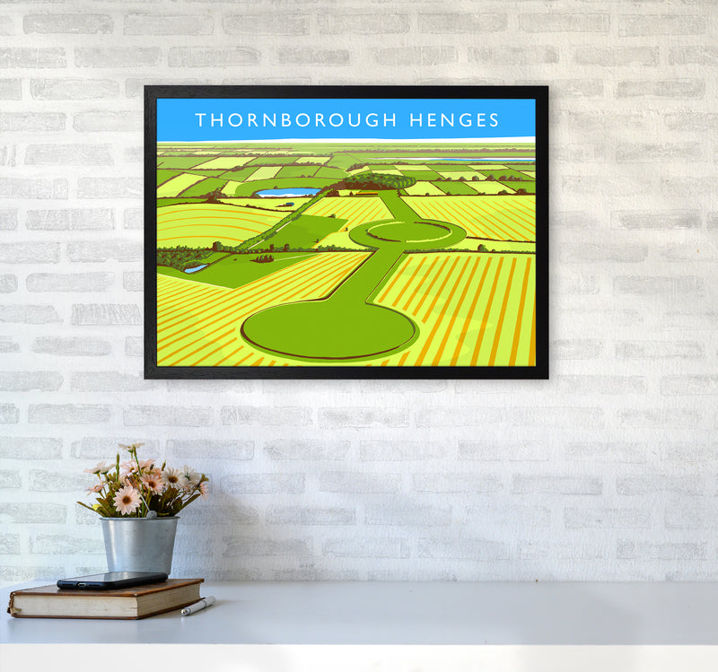 Thornborough Henges Travel Art Print by Richard O'Neill A2 White Frame