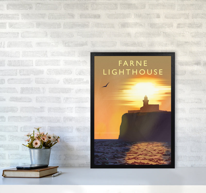 Farne Lighthouse portrait Travel Art Print by Richard O'Neill A2 White Frame