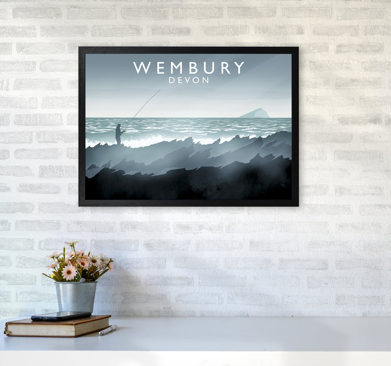 Wembury Travel Art Print by Richard O'Neill A2 White Frame