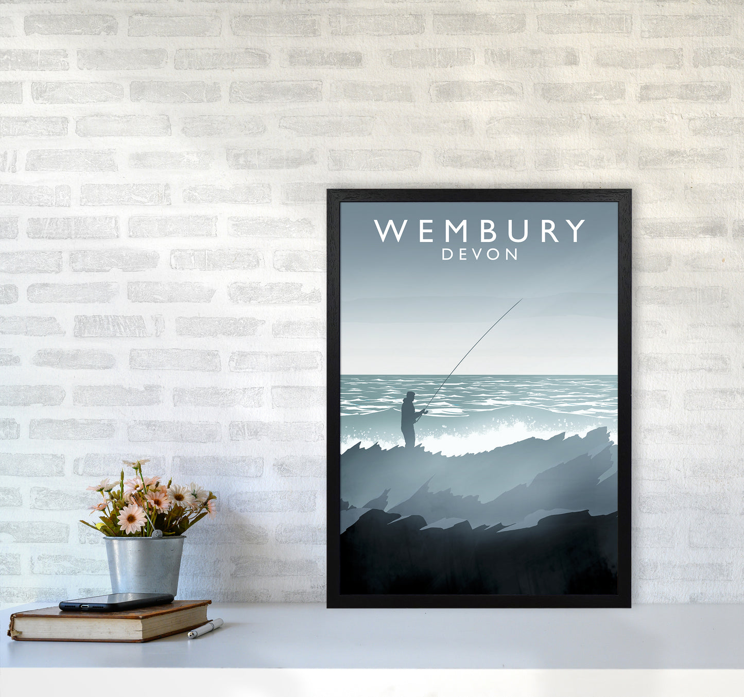 Wembury portrait Travel Art Print by Richard O'Neill A2 White Frame