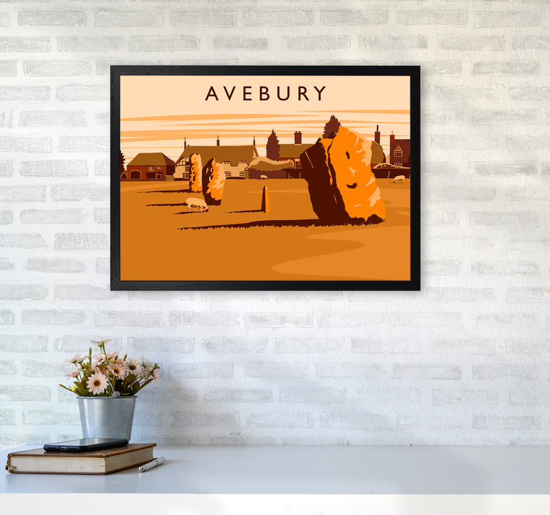Avebury Travel Art Print by Richard O'Neill A2 White Frame
