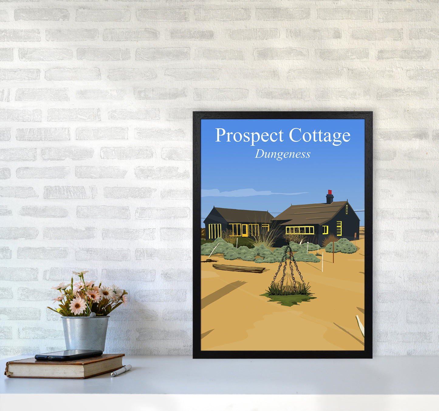 Prospect Cottage portrait Travel Art Print by Richard O'Neill A2 White Frame