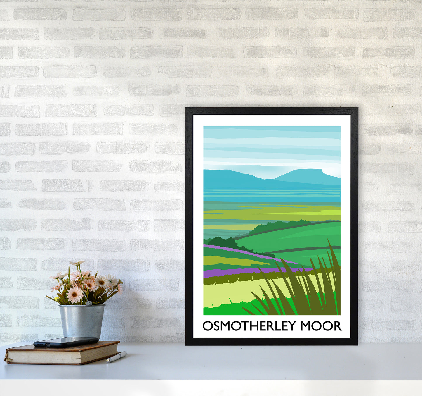 Osmotherley Moor portrait Travel Art Print by Richard O'Neill A2 White Frame