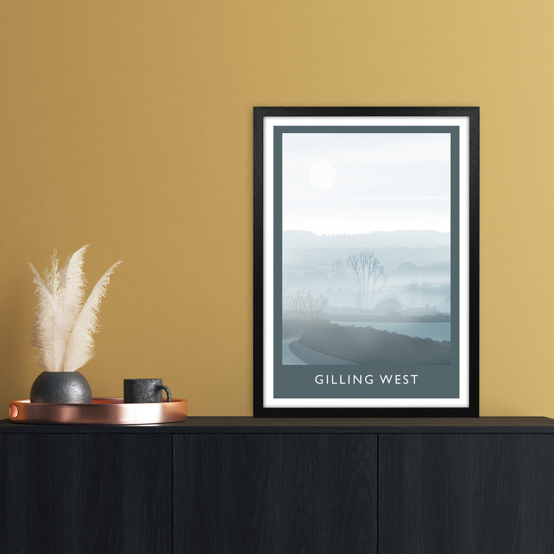 Gilling West (Winter) Portrait Travel Art Print by Richard O'Neill A2 White Frame