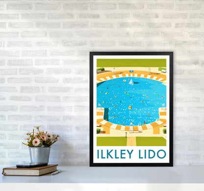 Ilkley Lido portrait Travel Art Print by Richard O'Neill A2 White Frame