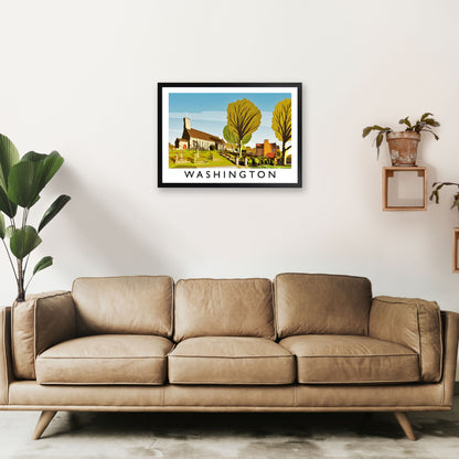 Washington Travel Art Print by Richard O'Neill A2 White Frame