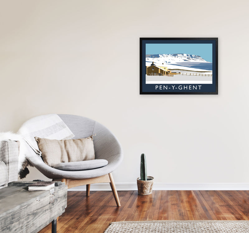 Pen-Y-Ghent by Richard O'Neill Yorkshire Art Print, Vintage Travel Poster A2 White Frame