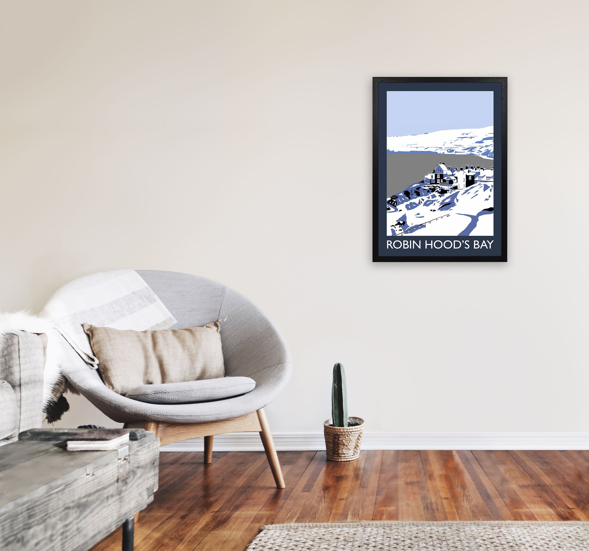Robin Hood's Bay Art Print by Richard O'Neill A2 White Frame