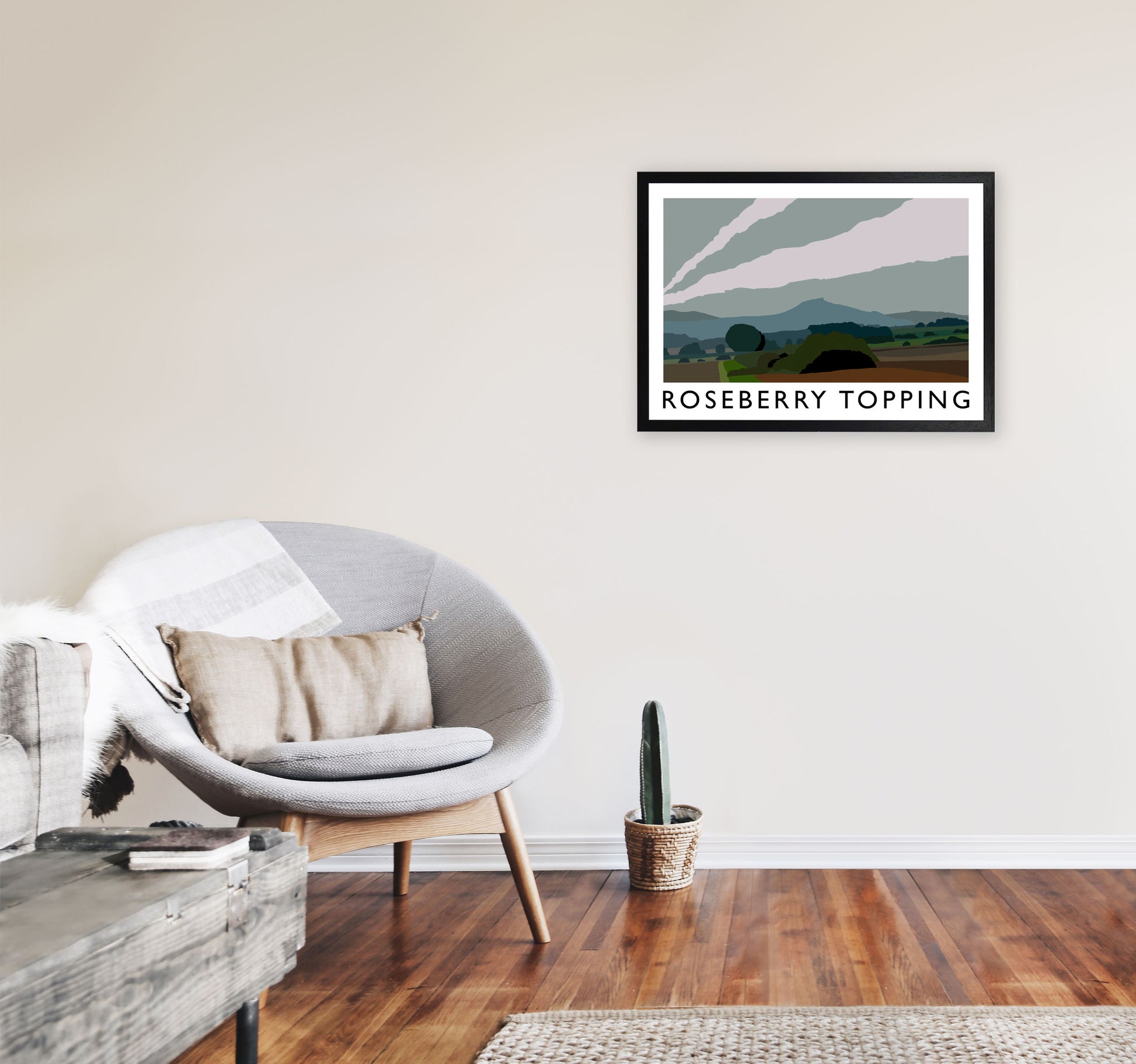 Roseberry Topping Art Print by Richard O'Neill A2 White Frame
