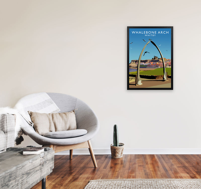 Whalebone Arch Whitby Art Print by Richard O'Neill A2 White Frame