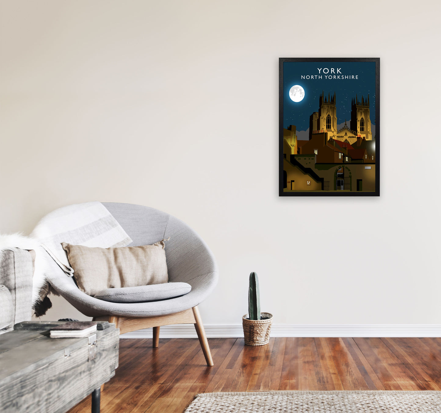 York by Richard O'Neill Yorkshire Art Print, Vintage Travel Poster A2 White Frame