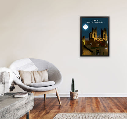 York by Richard O'Neill Yorkshire Art Print, Vintage Travel Poster A2 White Frame