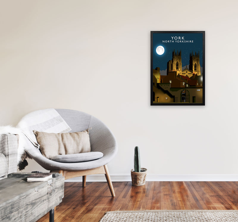 York by Richard O'Neill Yorkshire Art Print, Vintage Travel Poster A2 White Frame