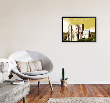 York Minster by Richard O'Neill Yorkshire Art Print, Vintage Travel Poster A2 White Frame