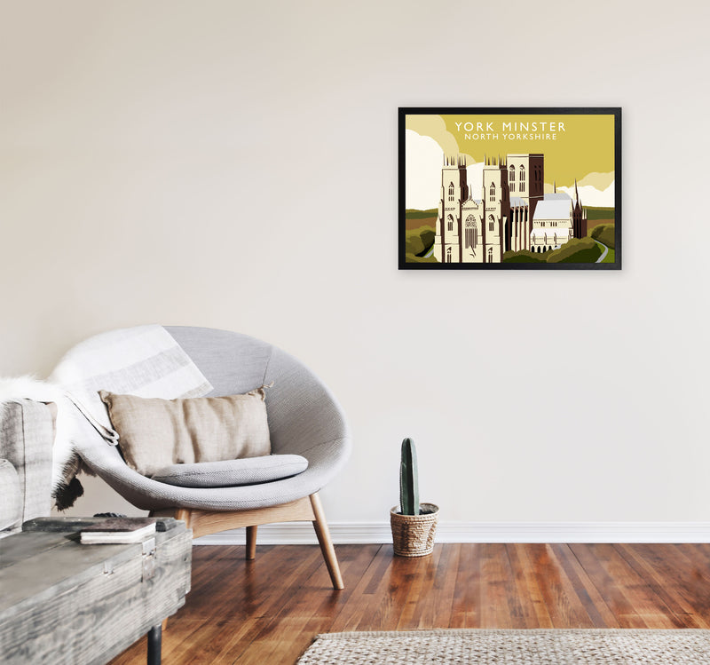 York Minster by Richard O'Neill Yorkshire Art Print, Vintage Travel Poster A2 White Frame