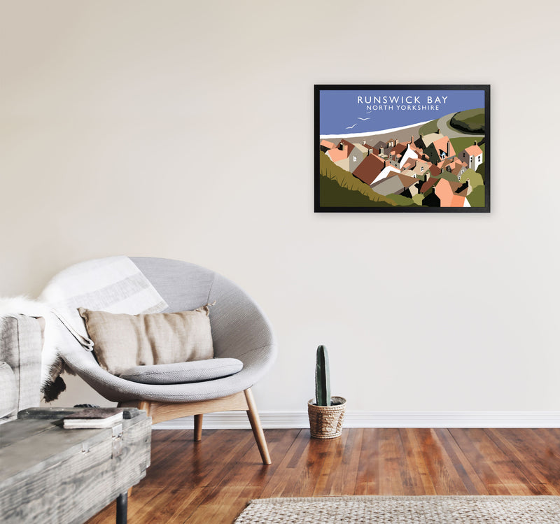 Runswick Bay North Yorkshire Art Print by Richard O'Neill A2 White Frame
