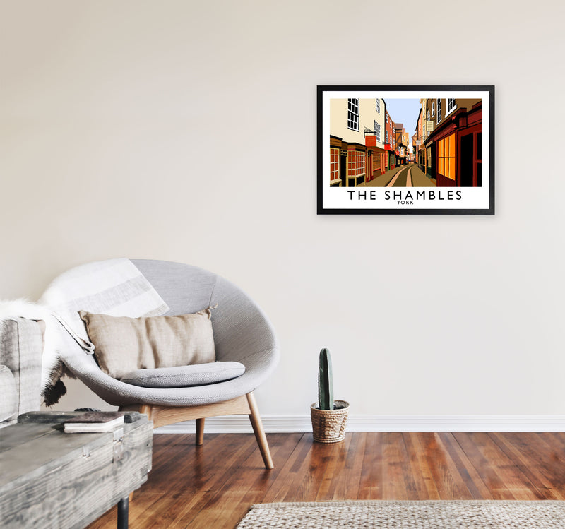 The Shambles by Richard O'Neill Yorkshire Art Print, Vintage Travel Poster A2 White Frame