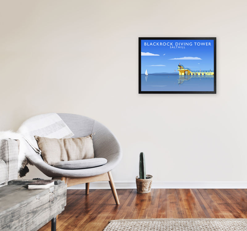 Blackrock Diving Tower (Landscape) by Richard O'Neill A2 White Frame