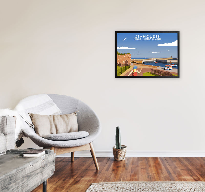 Seahouses Northumberland Framed Digital Art Print by Richard O'Neill A2 White Frame