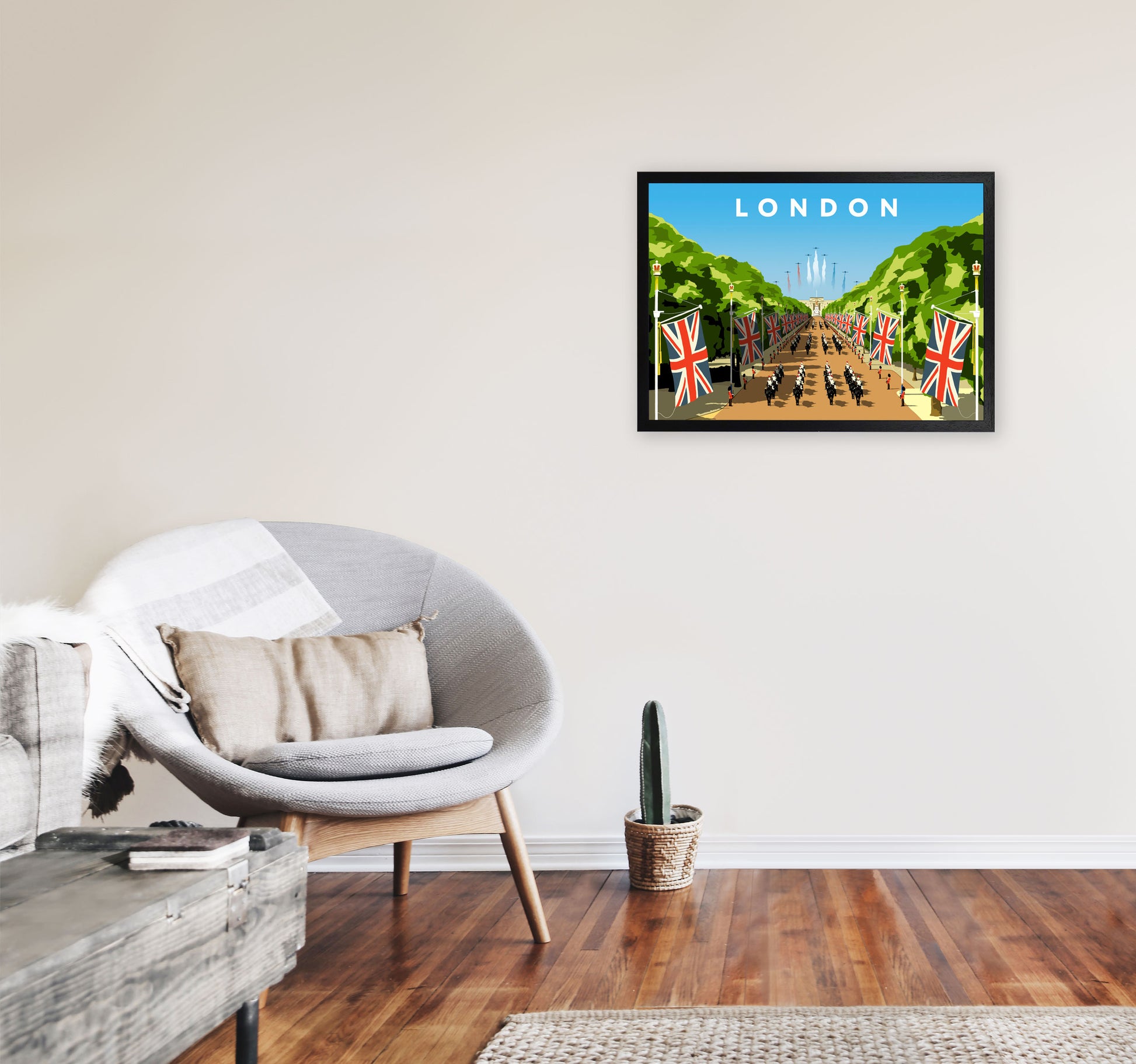 London Art Print by Richard O'Neill A2 White Frame