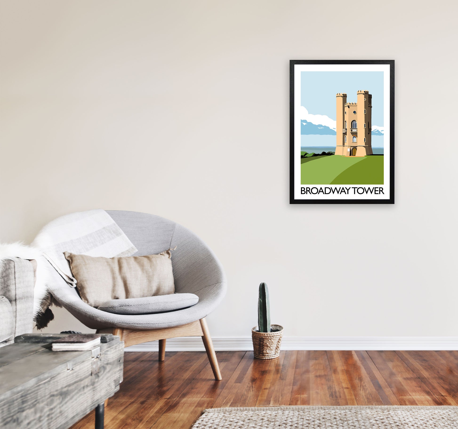 Broadway Tower Art Print by Richard O'Neill A2 White Frame