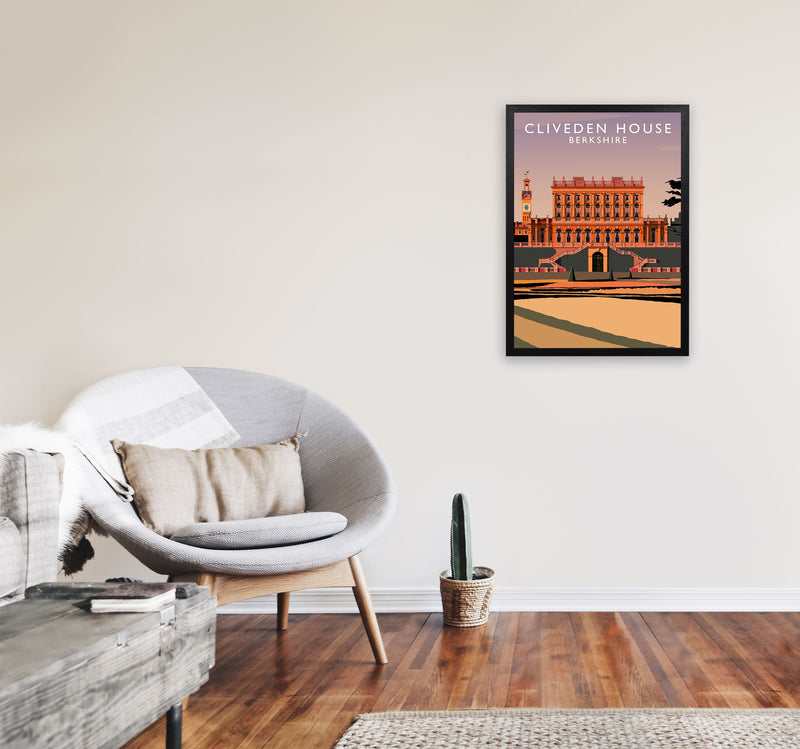 Cliveden House Portrait by Richard O'Neill A2 White Frame