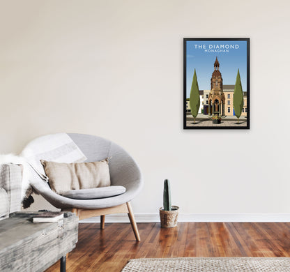 The Diamond Monaghan Travel Art Print by Richard O'Neill, Framed Wall Art A2 White Frame