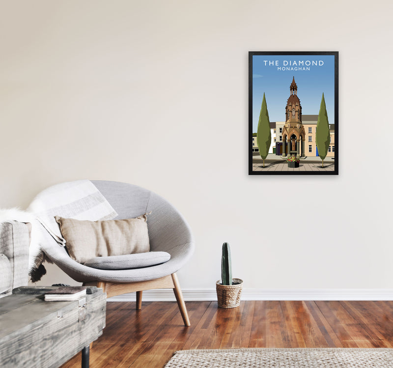 The Diamond Monaghan Travel Art Print by Richard O'Neill, Framed Wall Art A2 White Frame