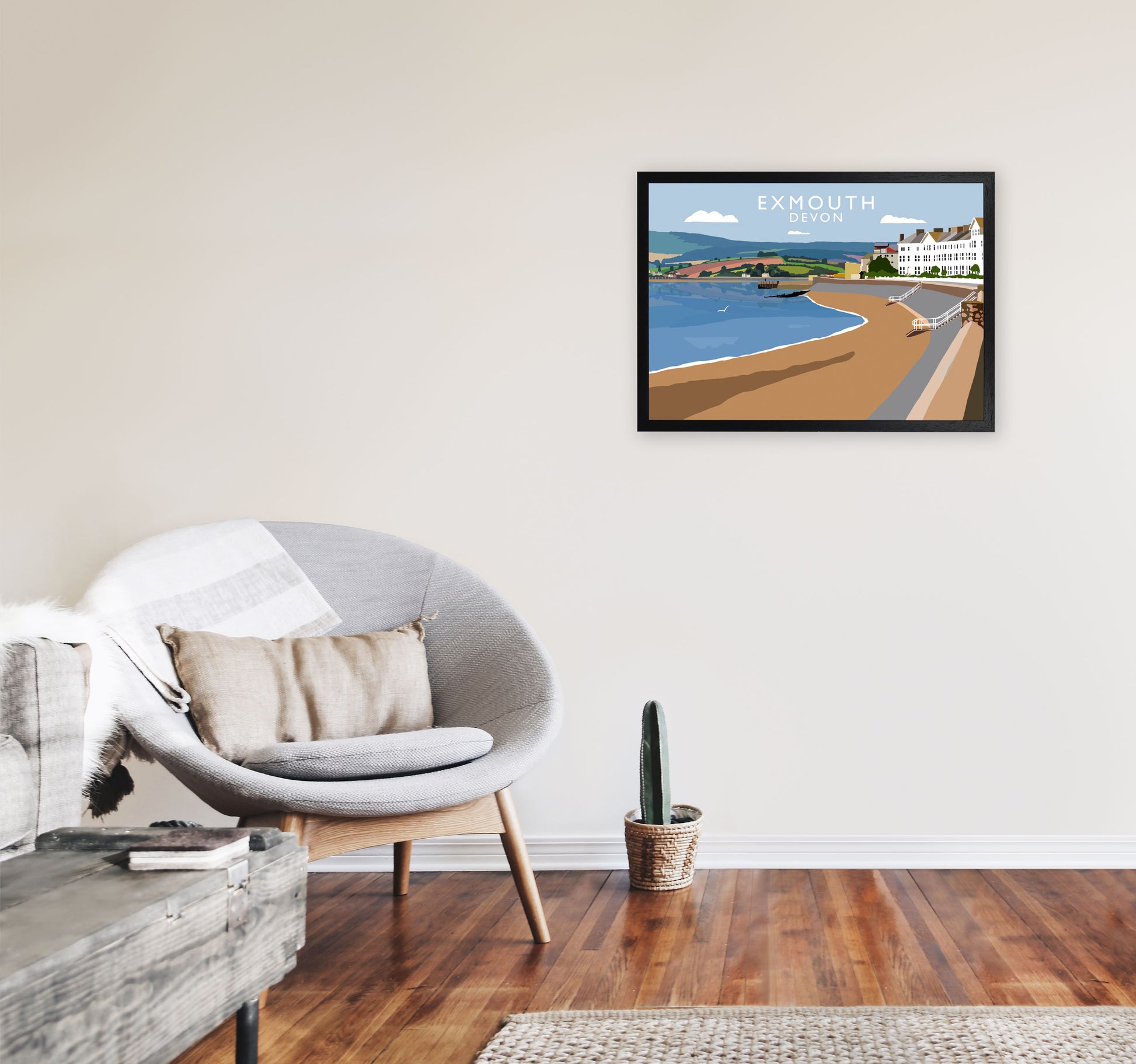 Exmouth Devon Art Print by Richard O'Neill A2 White Frame