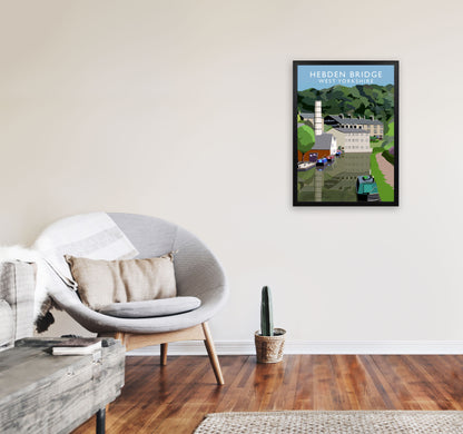 Hebden Bridge West Yorkshire Travel Art Print by Richard O'Neill A2 White Frame