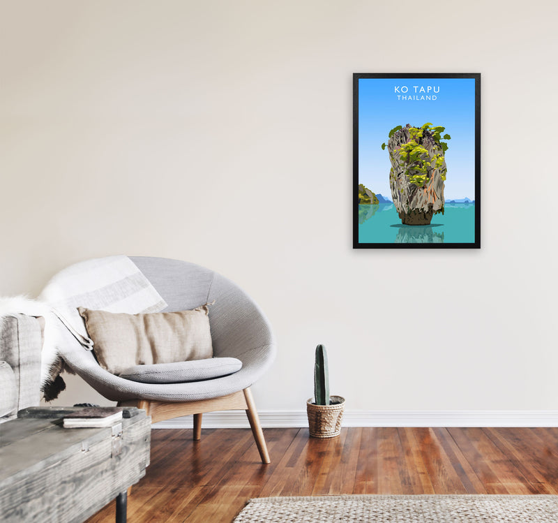 Ko Tapu Thailand Travel Art Print by Richard O'Neill, Framed Wall Art A2 White Frame