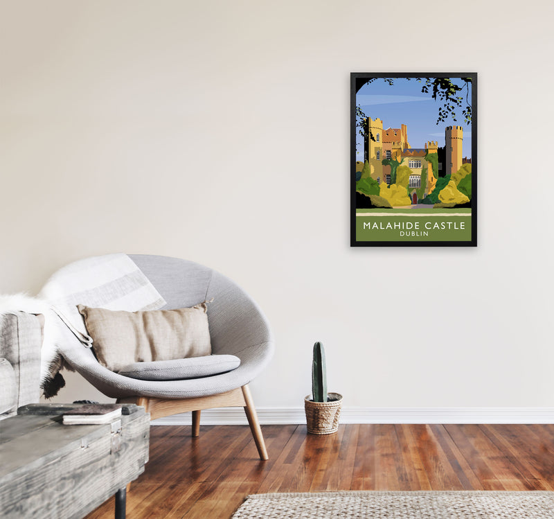 Malahide Castle Dublin Travel Art Print by Richard O'Neill, Framed Wall Art A2 White Frame