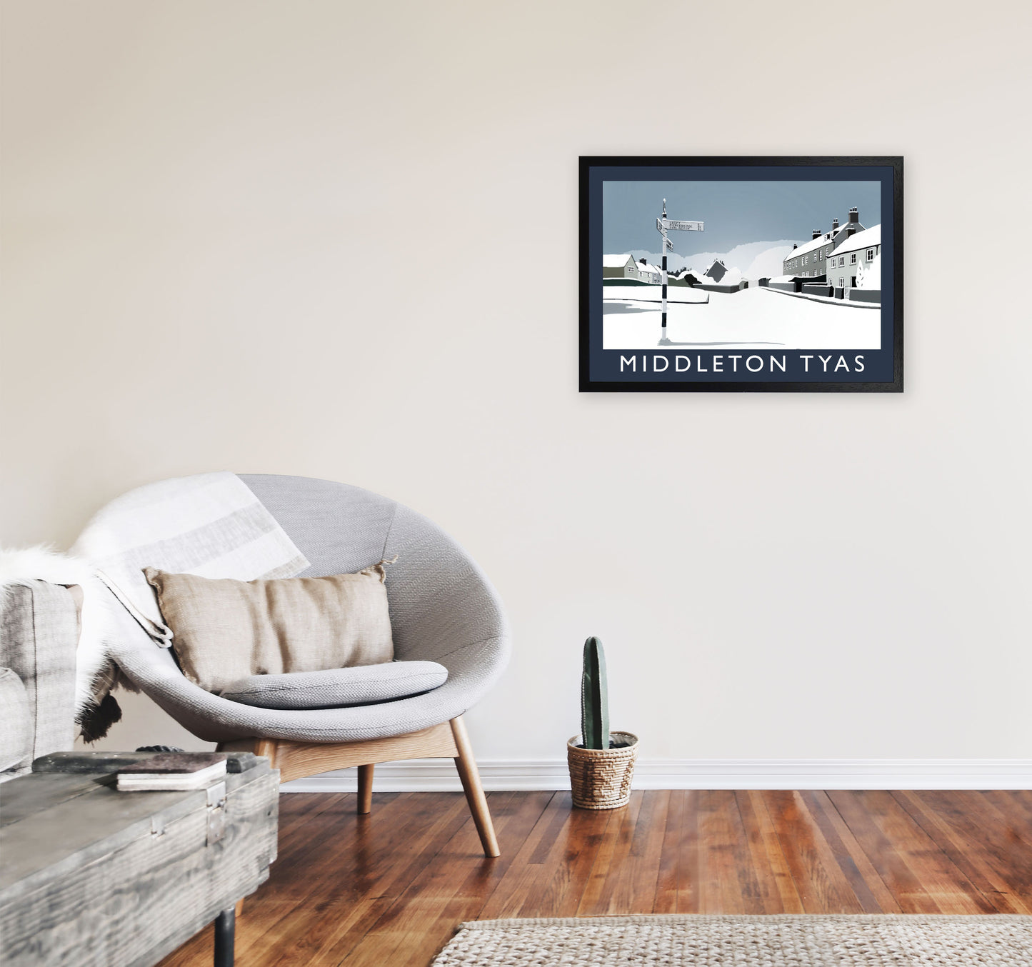 Middleton Tyas Travel Art Print by Richard O'Neill, Framed Wall Art A2 White Frame