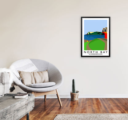 North Bay Scarborough Travel Art Print by Richard O'Neill, Framed Wall Art A2 White Frame