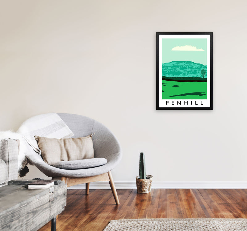 Penhill Digital Art Print by Richard O'Neill, Framed Wall Art A2 White Frame