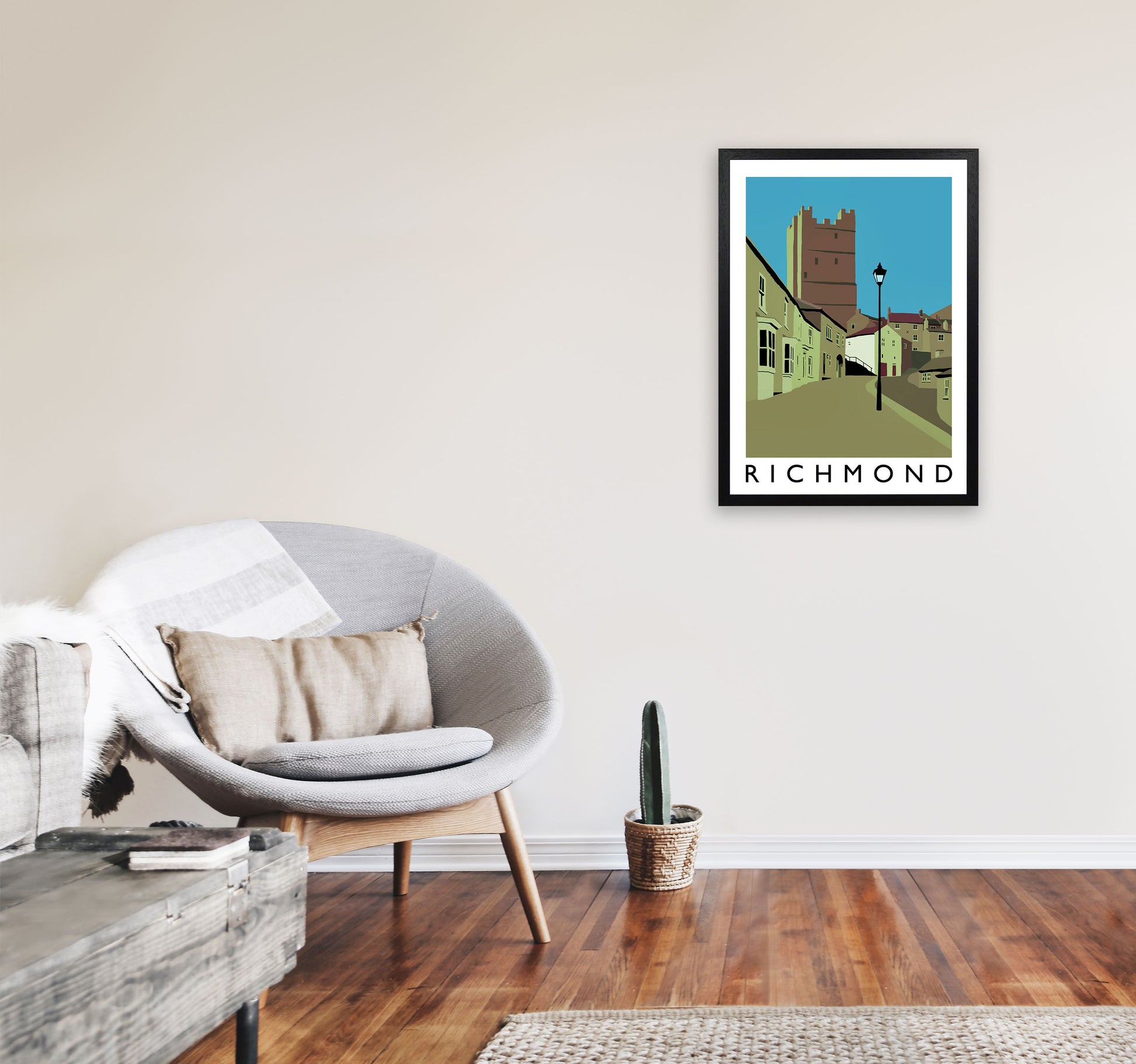 Richmond Travel Art Print by Richard O'Neill, Framed Wall Art A2 White Frame