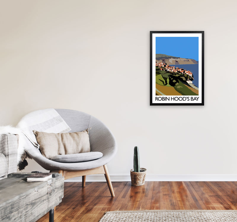 Robin Hood's Bay Travel Art Print by Richard O'Neill, Framed Wall Art A2 White Frame